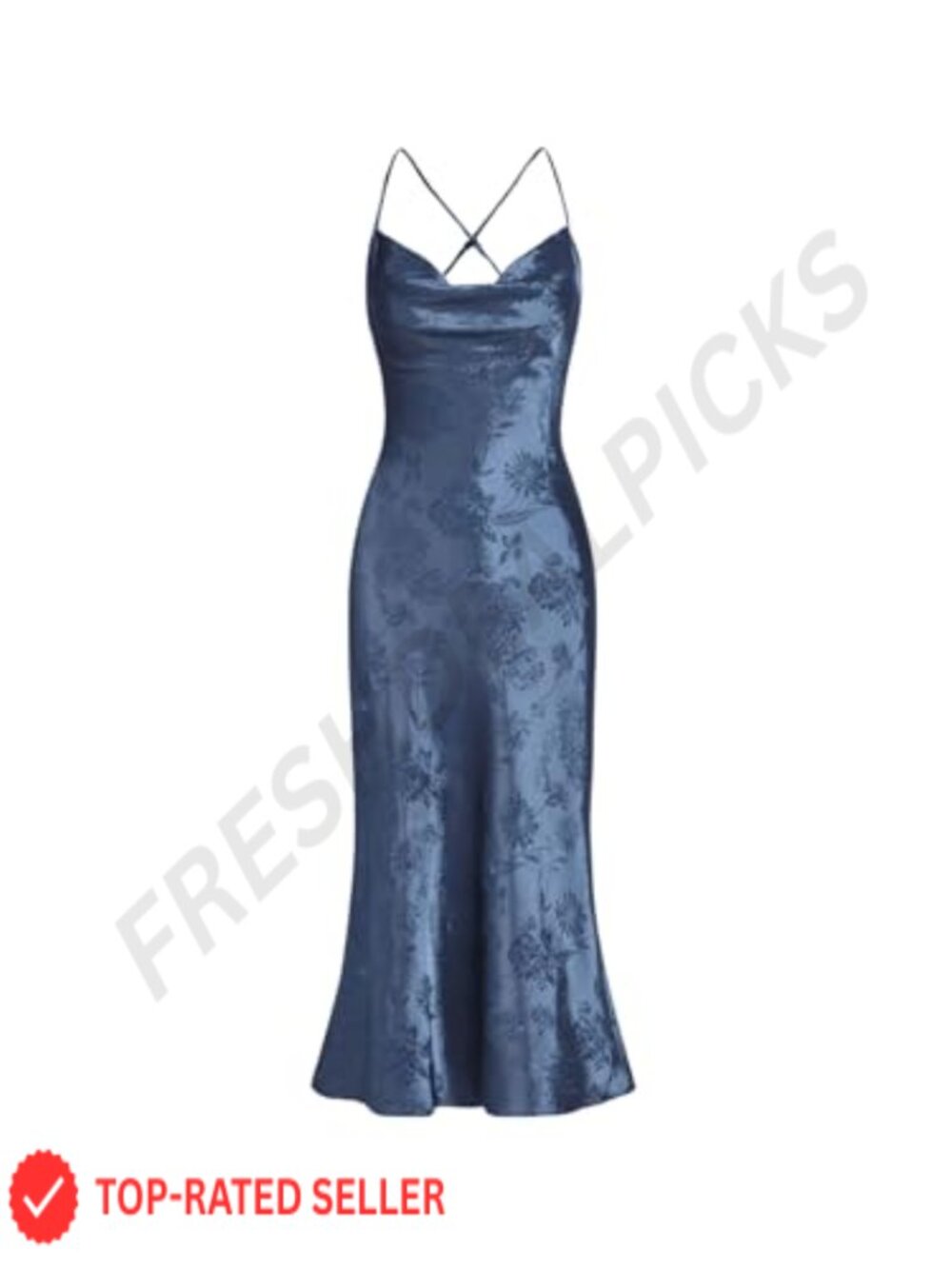 Satin Slip Dress Elegant Minimal Chic Evening Party Wear Cowl Neck Midi - Picture 3 of 5